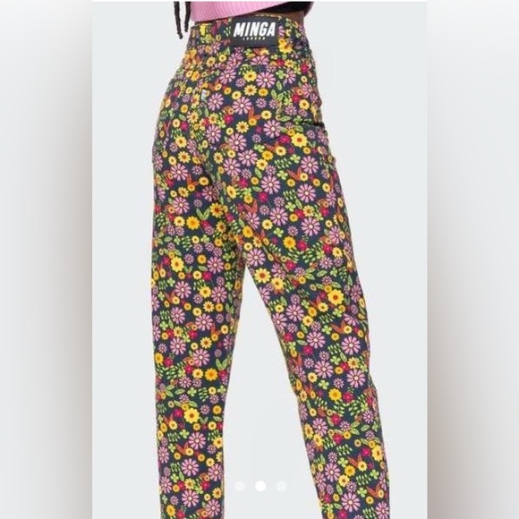 Minga London Vibrant Pink and Yellow floral print Skinny‎ Jeans size 0 - Picture 3 of 8